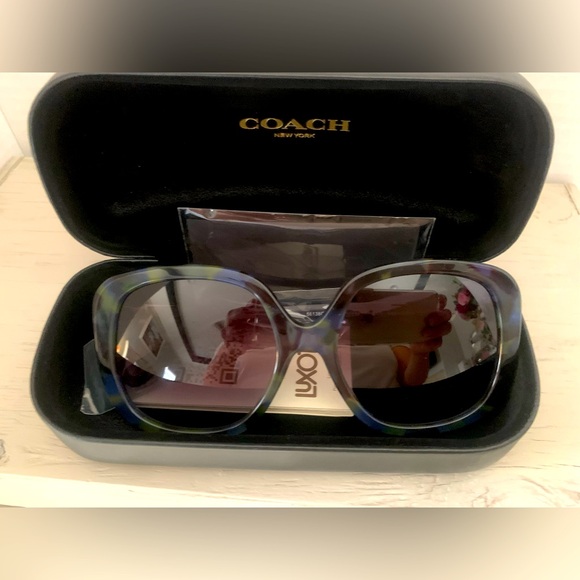 Women’s Coach Square Sunglasses/BlueTortoise - Picture 5 of 8